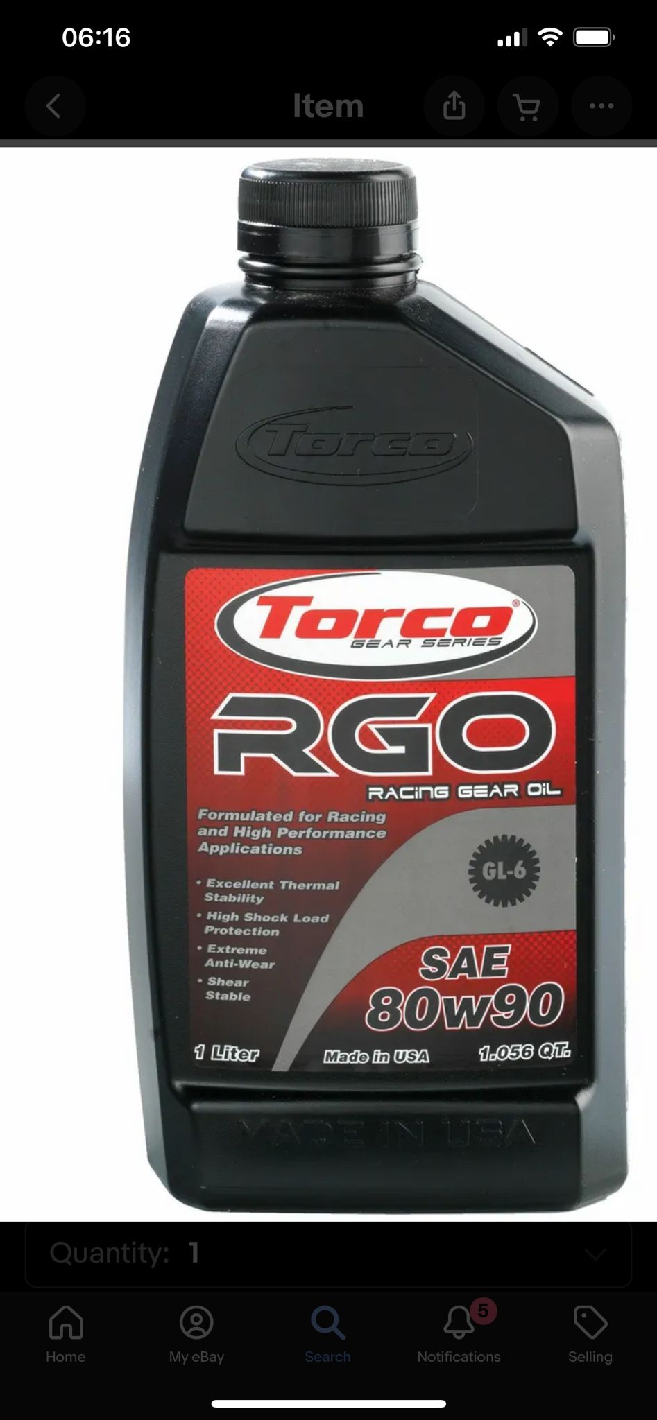 Torco RGO Differential Oil - 1 Litre