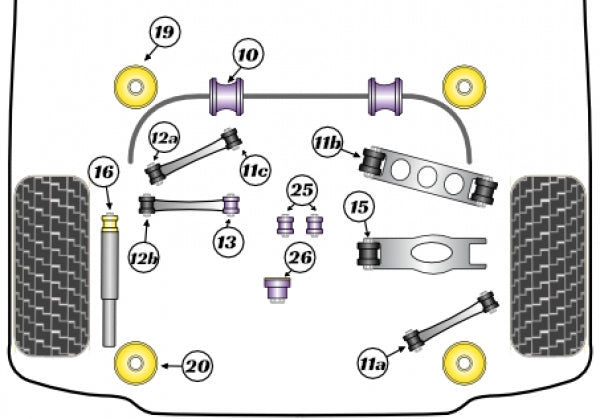 Rear Subframe Poly Bushes 120i Coupe Cup